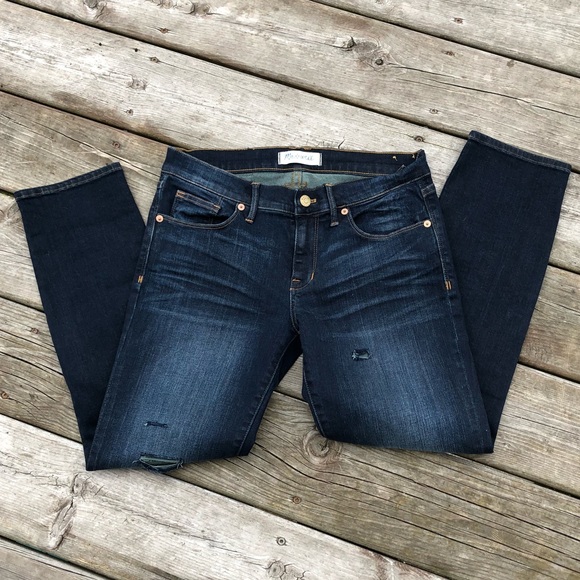 Madewell Denim - Madewell distressed crop ankle denim dark 27 EUC